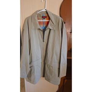 Vintage Austin Reed London Men's 2XL Tan Plaid Lined Barn Jacket Casual Full Zip